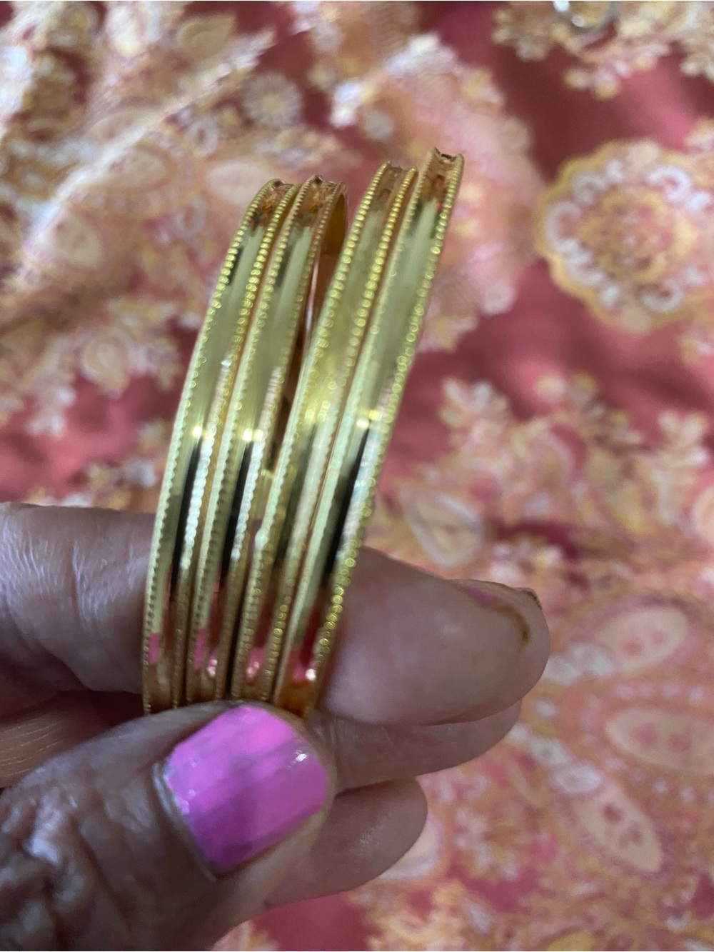Gold Stackable Textured Bangle Set - Women Jewelry x 4